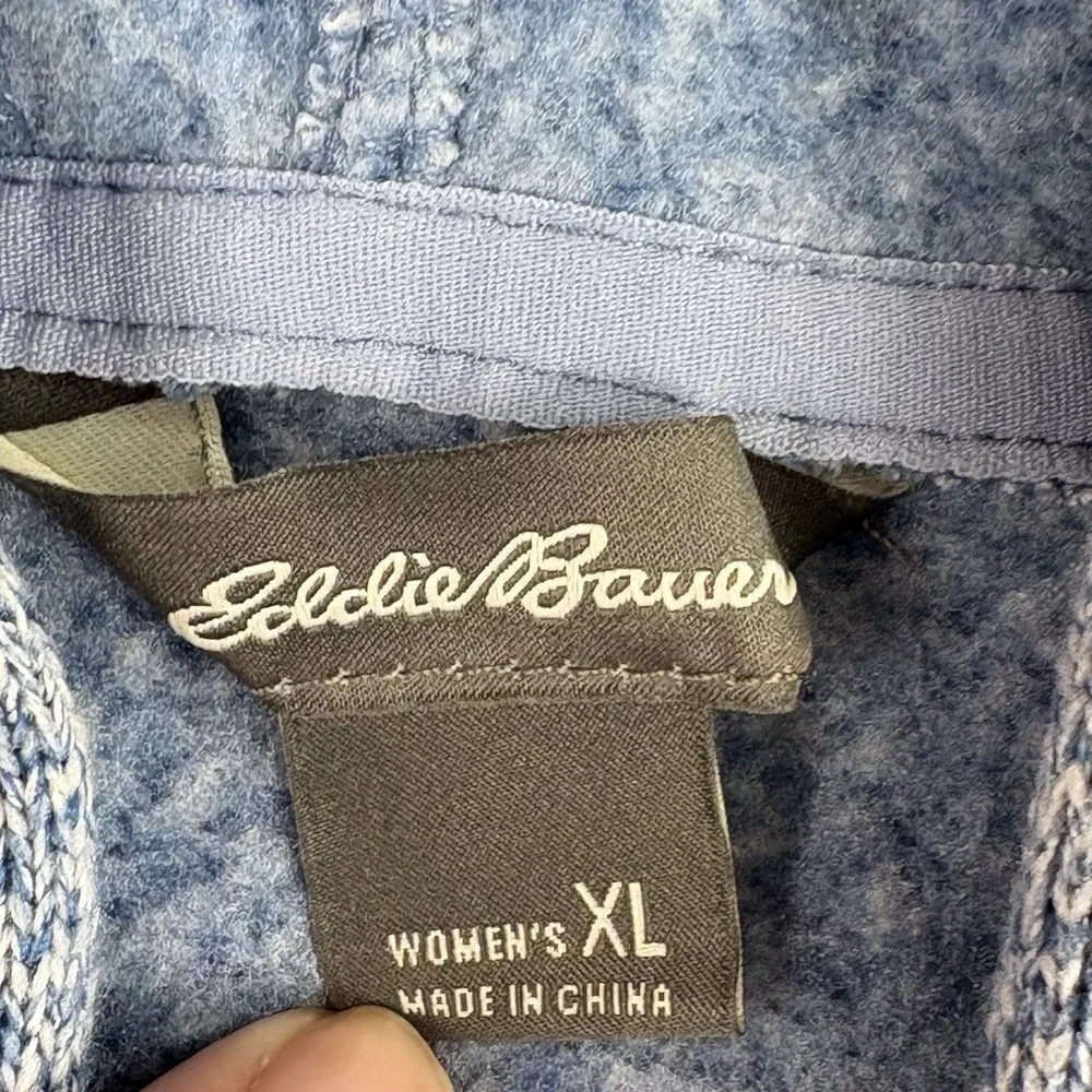 Eddie Bauer Zip Hoodie Women XL Blue Fleece Jacket Outdoor Athleisure Minimalist